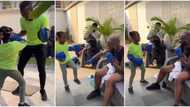 Davido screams like a child as Imade rushes him and trainer with 'fiery' punches, kicks during workout session