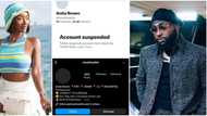 Davido's Anita Brown gets suspended on Twitter and Instagram, many react: "Finally she go rest"