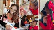 Actress Ivie Okujaye shares video of emotional moment her daughters met their new baby sister, fans gush