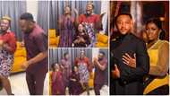 "E don dey practice wedding dance": Warri Pikin teases hubby over moves in adorable family fun video