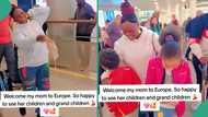Cute airport video as Nigerian mum lands in Europe to see her children and grandkids, melts hearts