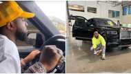 My daddy, Davido screams like a child as he shows up in his Rolls Royce at dad’s US house for the first time