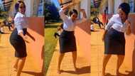 "I want to be your student": Lady with perfect shape dances inside school compound, video emerges on TikTok