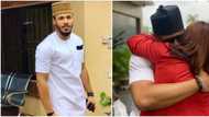 BBNaija star Ozo holds mother in tight embrace as they reunite after his eviction (photo)