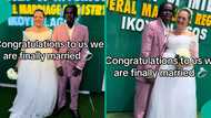 Young Nigerian man gets married to Oyinbo woman, shares adorable wedding video, many react