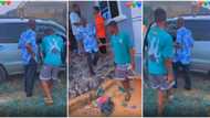 Why is his face like that? Reactions as Nigerian dad keeps straight face as son buys him a new car in video