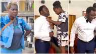 Leave my husband alone, Mercy Johnson calls daughter Purity side chick as she knots tie for dad, dresses him