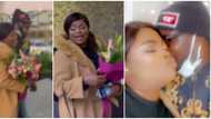 Beautiful moment Funke Akindele's hubby surprises actress with bouquet of flower on movie set