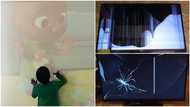 "Wisdom": Nigerian kid breaks 2 flat screen TVs in 1 year, mum gets angry, buys projector for his cartoon