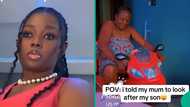 Lady finds her mother riding her son’s toy bike after asking her to babysit him, funny video trends