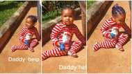 "Lil drama queen": Baby girl in jumpsuit uses tricks to call her dad to play with her, video goes viral