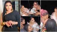 "It's the dress code for me": Bobrisky spoils house helps, glam team as he throws yacht party for them