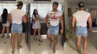 "He looks good": Man gets angry, wears his girlfriend's jean skirt after she wore his shirt, video goes viral