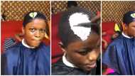 Video of lady getting 'heartbreak' hairstyle leaves internet users amused: "This breakfast enter"