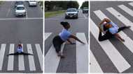 "I got scared": Lady sits in middle of expressway, opens her legs wide in yoga posture as cars wait for her