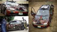 See the Mazda car that has been turned into an amazing masterpiece by a Nigerian, videos, photos light up social media