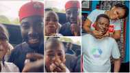 Actor Kunle Afod’s wife starstruck as she runs into Obi Cubana, begs to take video of their meeting