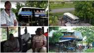 Man buys an old bus, hangs it on top of house & converts it into restaurant, people seen eating fufu in video