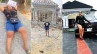 "Queen of doings": Nigerian lady given quit notice builds mansion, buys Benz, flaunts classy interior