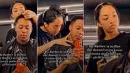 Female barber with jaw-dropping beauty steals man's heart at salon, video melts hearts