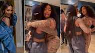 Sweet moment singer Tiwa Savage met American star SZA, music divas share sisterly hug, video trends online