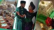 “Money dey o”: Videos of Veekee James' traditional wedding decor and cake trend, spark reactions