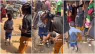 Lady sees boy who goes to school from Mile 12 to Ikorodu with rough school sandal & tattered bag, buys him new ones