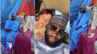 "Bag secured": Photos of Nigerian man getting married to older oyinbo lover spark mixed reactions
