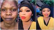 She looks like Bobrisky: Lady's face transformation after makeup stirs reactions on social media