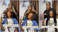 Nigerian hairdresser transforms lady's looks with perfect braid style, weaves her rough hair in viral video