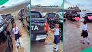 Video shows lucky little girl choosing car from dad's fleet for school, people react