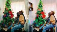 Adekunle Gold and Simi celebrate Christmas with photos of them in front of their tree