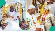 Fun moment between Ooni and his queens at Olojo Festival draws reactions: "Women and money"