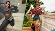 Tacha lays in an uneasy position with her stylish N146m dress for AMVCA: "Where she see d money?"