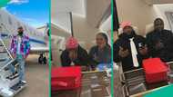 Davido, Chioma leave Nigeria in private jet after wedding, Ubi Franklin spotted with couple in video