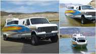 Man drives vehicle that 'turns' into boat once it enters river, its interior looks like 5 star hotel in video