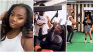 "Please don't stress her": BBNaija's Dorathy hits the gym, Saga struggles to train her in funny video