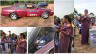 Reactions as beauty queen gifted used Toyota Camry after winning competition, male counterpart receives fridge