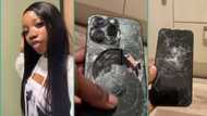 "I left for good": Lady who broke up with boyfriend displays condition of her phone after he smashed it