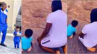 Reactions as Toyin Abraham shares cute video of hubby Kolawole and son Ire on prayer mountain