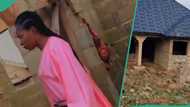 Young Nigerian lady celebrates her uncompleted building, shows her progress