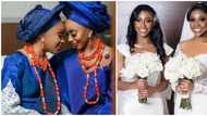 Wedding fashion: Beautiful twin sisters wed on the same day in gorgeous gowns