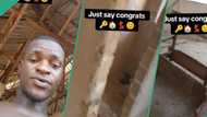 Young Nigerian man moves into his uncompleted building without ceilings and windows