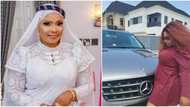 Actress Laide Bakare buys 3rd car in less than a month, says it’s a result of hard work as she flaunts Benz