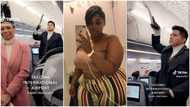 "You're funny": Curvy lady sees fine oyinbo man inside aeroplane, hypes him, man winks at her