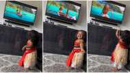 "The girl is so cute": Baby who looks like Moana gets excited as she watches the cartoon character in video