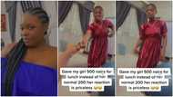 "She even carry lunchbox": Woman surprises house girl, gives her N500 to spend in school, she looks happy
