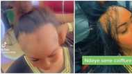Lady with no front hair installs micro braids, video leaves netizens concerned