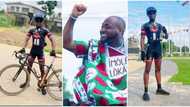 "I want to meet with Davido": Man rides bicycle from Ogun to Ede, says it's for Ademola Adeleke's victory