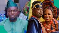 Kunle Afod's birthday message to Desola reignites rumours about their marriage: "He too wise"